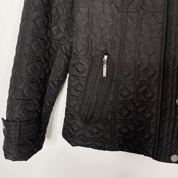 Weatherproof Womens Medium M Black Quilted Jacket Snap Zip Front Cinch Back - Picture 5 of 9